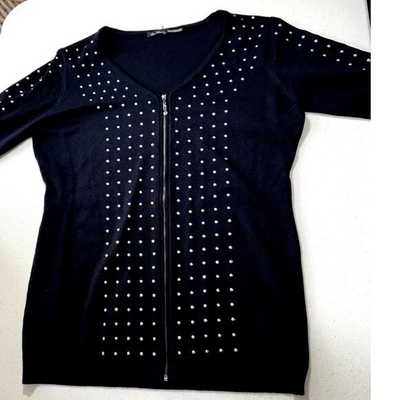 "VILA MILANO" Riveted Zip Sweater,Goth,Studded,Robotic,Dark Romantic,Office Wear - Picture 3 of 7